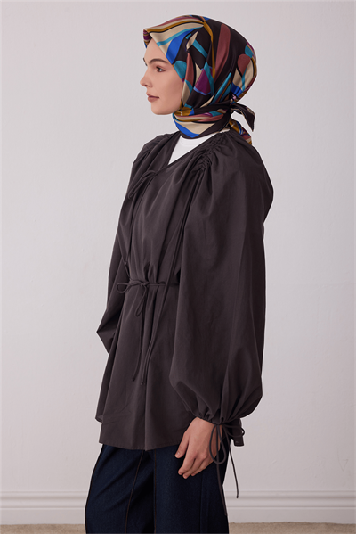 Belli Bej Çiçek Deseni %100 Twill İpek Eşarp 4410-33