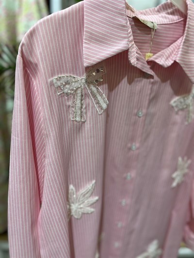 Levidor Pembe İnce Çizgili Gömlek 230936