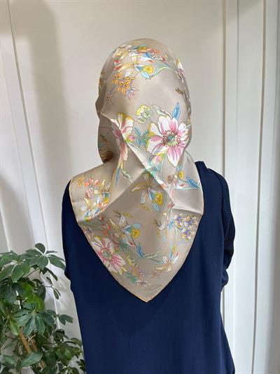 Belli Saf İpek Eşarp 4210D (T)-07 VİZON