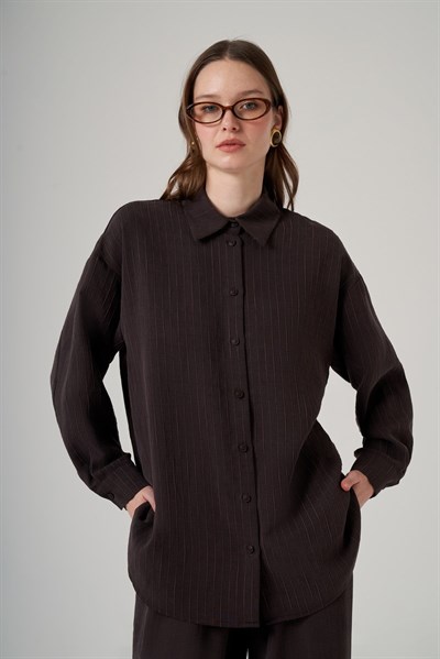 Nuss 1081 Kendinden Çİzgili Pantolonlu Takım Bitter