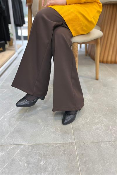 Famelin Hafif İspanyol Paça Pantolon 1592 Kahverengi