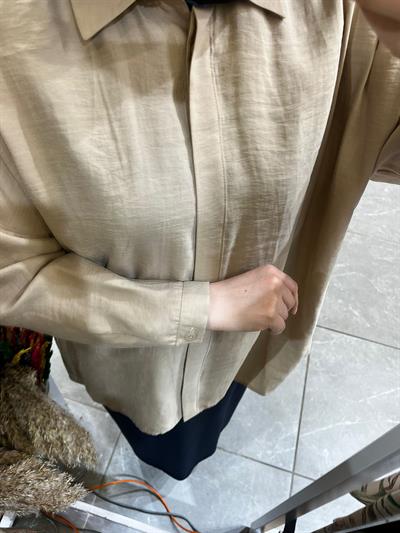 Nuss 3001 Oversize Düğmeli Gömlek Latte