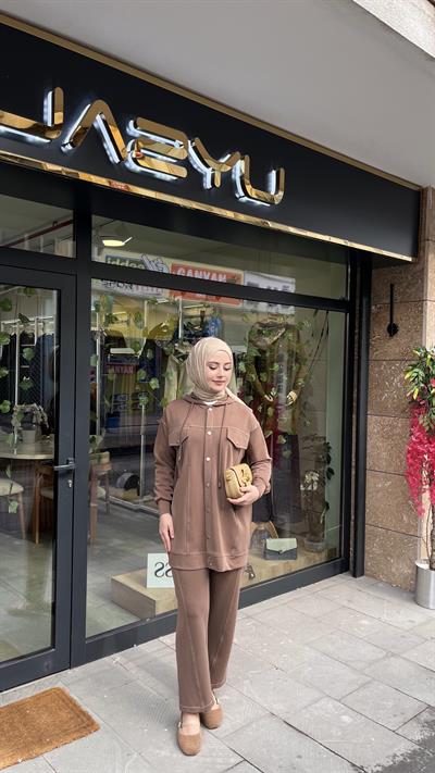 Tığ Triko 5036 Spor Dikişli Takım Kahve