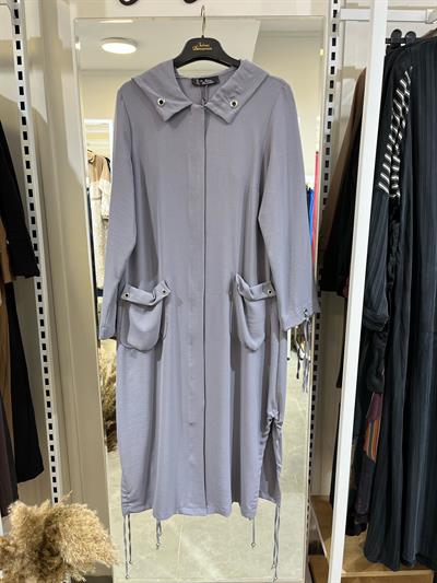 Fatma Danışman Kapşonlu Kap Gri 2046