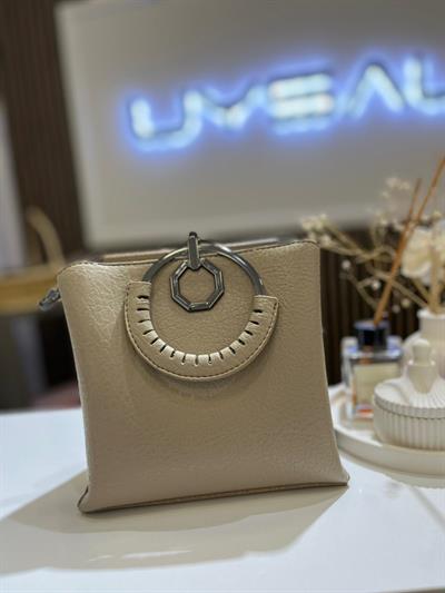 Nas Kadın Çapraz Çanta Şık Zincirli Şık Çanta Kum Victoria 973