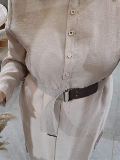 Nurcan Çetin Kemeli Uzun Tunik Gömlek Taş 25442