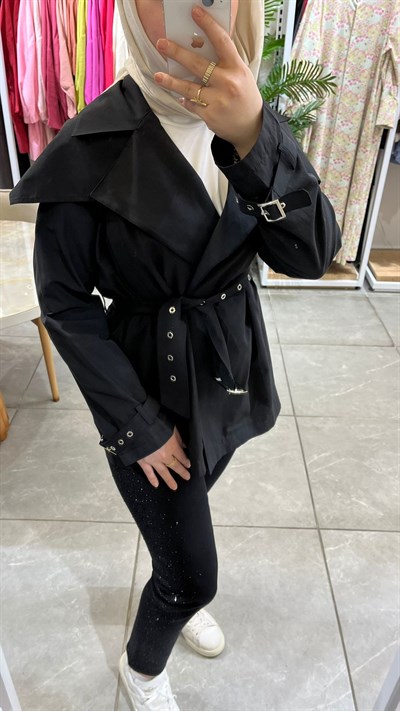 La Carte Yandan Damla Taş İşlemeli Mom Jeans Pantolon YT Siyah 0291