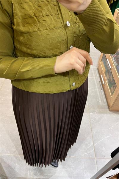 Famelin Piliseli Kahverengi Kadın Etek