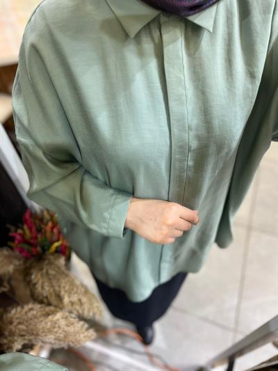 Nuss 3001 Oversize Düğmeli Gömlek Küf Tozu