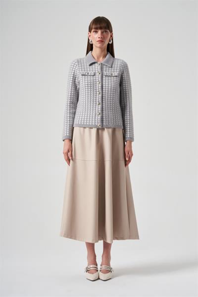 Nuss Kazayağı Desenli Hırka 7007 Gri