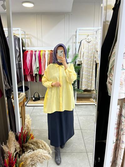Nuss 3001 Oversize Düğmeli Gömlek Vanilin