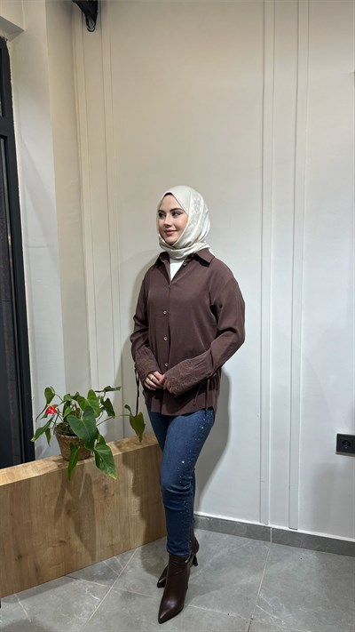 La Carte Yandan Damla Taş İşlemeli Mom Jeans Pantolon YT Kahve Tint 0291