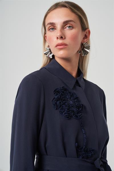 Nuss 1030 Gül Nakış İşlemeli Takım Lacivert