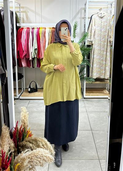 Nuss 3001 Oversize Düğmeli Gömlek Olive