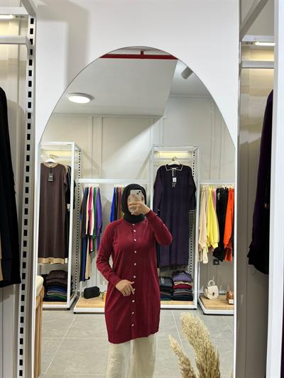 Nuss Önden Düğmeli Triko Hırka 300 Gül