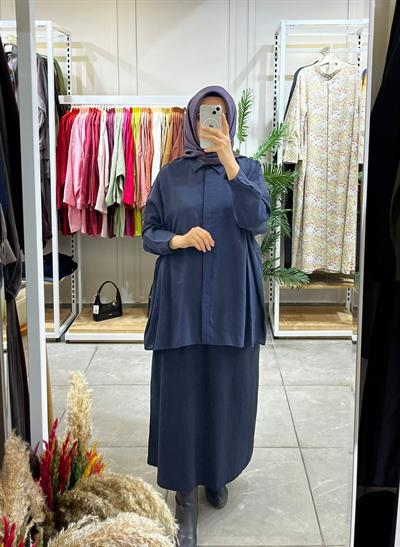 Nuss 3001 Oversize Düğmeli Gömlek Navy