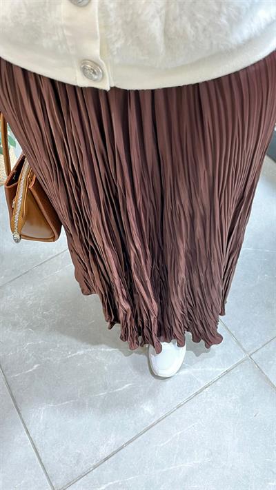 Yusuf Özdemir Desenli Etek Kahve