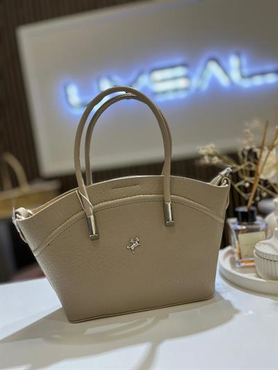 Nas Kadın Mini Sepet Çanta El ve Çapraz Çanta Kum Lopez 1375 ( 20x18cm)