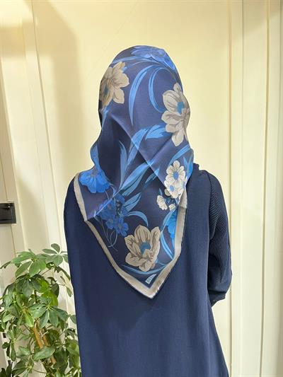 Belli Saf İpek Eşarp 4219D (T)-60 LACİVERT