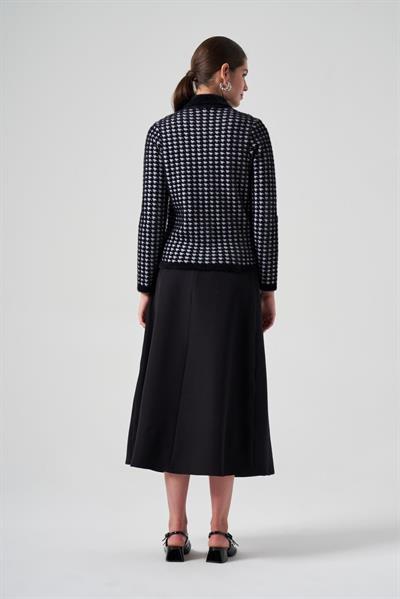 Nuss Kazayağı Desenli Hırka 7007 Siyah