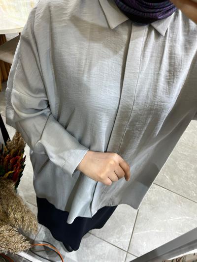 Nuss 3001 Oversize Düğmeli Gömlek Gri