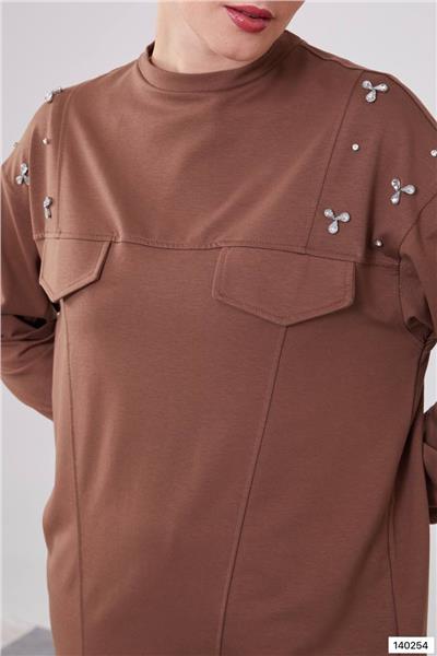 Cep Detaylı Pantalonlu Takım Kahve Levidor