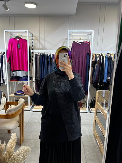 Nuss 3005 Jakarlı Cupra Tunik Antrasit