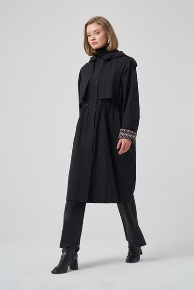 Nuss 6033 Trençkot Kap Siyah