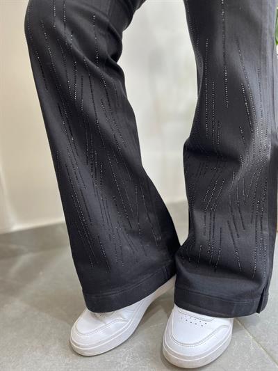 İspanyol Paça Taş İşlemeli siyah Pantolon 4000