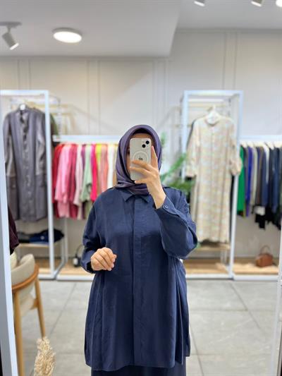 Nuss 3001 Oversize Düğmeli Gömlek Navy