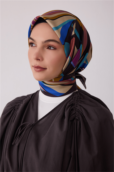 Belli Bej Çiçek Deseni %100 Twill İpek Eşarp 4410-33