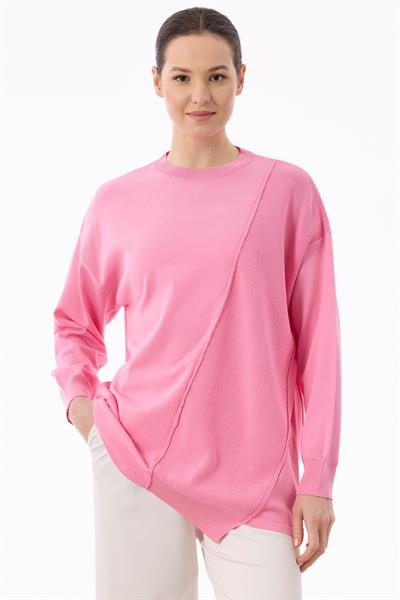 Tığ Triko Örgü Detaylı Tunik Pembe