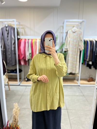 Nuss 3001 Oversize Düğmeli Gömlek Olive