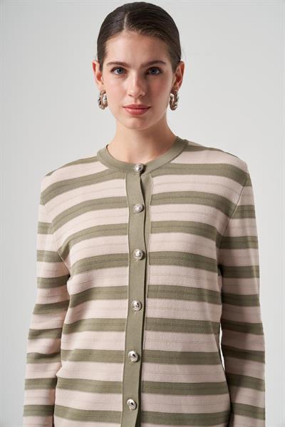 Nuss Şerit Detaylı Hırka 1113 Haki