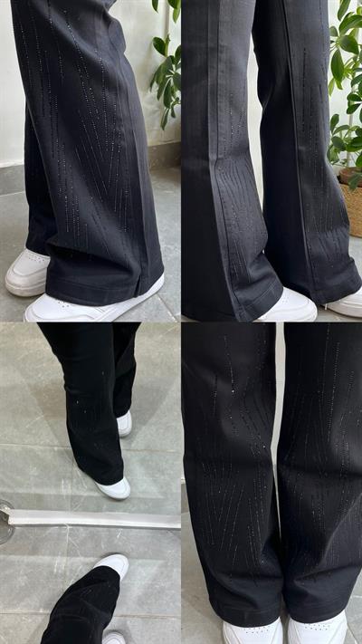 İspanyol Paça Taş İşlemeli siyah Pantolon 4000