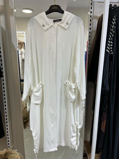 Fatma Danışman Kapşonlu Kap Beyaz 2046