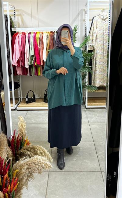 Nuss 3001 Oversize Düğmeli Gömlek Jungle