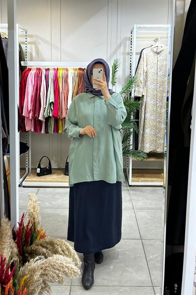 Nuss 3001 Oversize Düğmeli Gömlek Küf Tozu