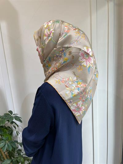 Belli Saf İpek Eşarp 4210D (T)-07 VİZON