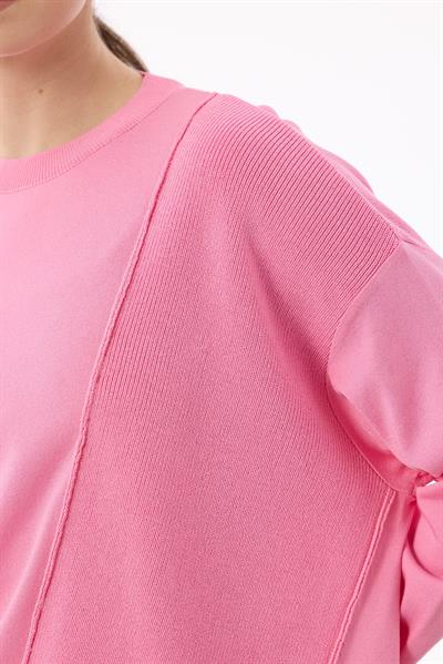 Tığ Triko Örgü Detaylı Tunik Pembe