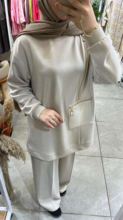 Nuss 1077 Fermuar Detaylı Takım Taş