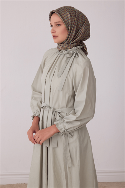 Belli Yeşil Monogram Desen %100 Twill İpek Eşarp 4418-38