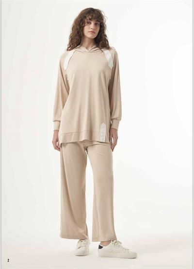 Nuss Omuz Detay Kapşonlu Takım 1009 Ekru