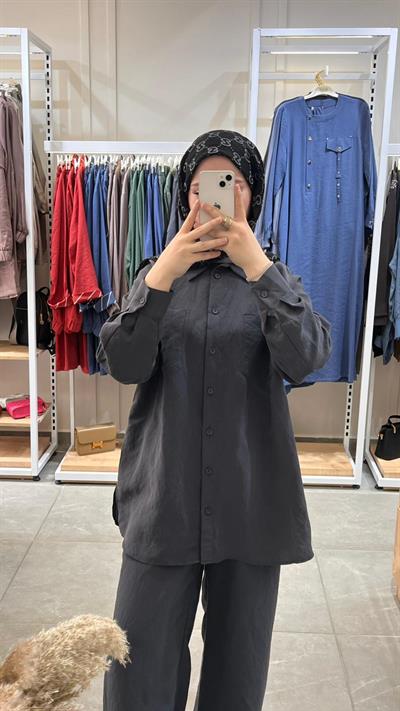 Nuss 1021 Kendinden Çizgili Pantolonlu Takım Antrasit