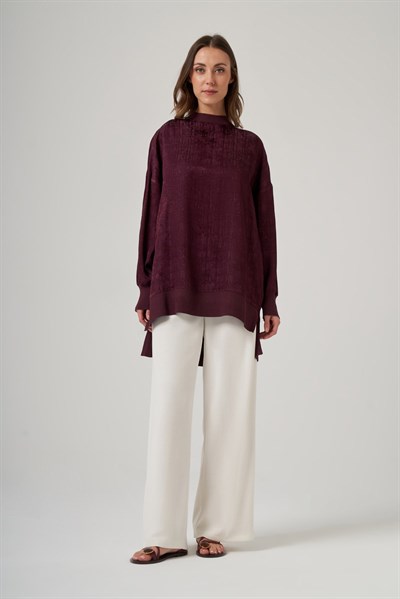 Nuss 3013 Jakar Detay Tunik Mürdüm