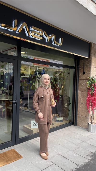 Tığ Triko 5036 Spor Dikişli Takım Kahve