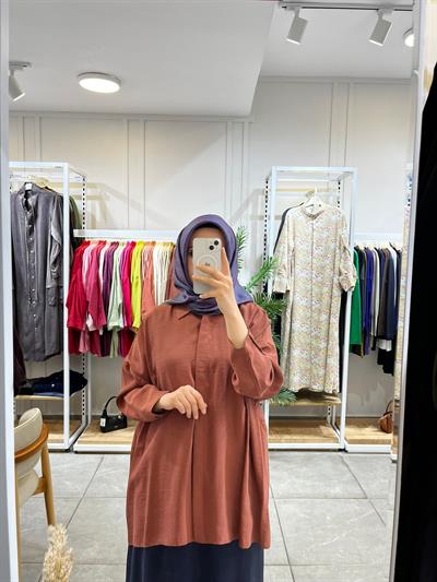 Nuss 3001 Oversize Düğmeli Gömlek Krokan