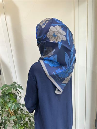 Belli Saf İpek Eşarp 4219D (T)-60 LACİVERT