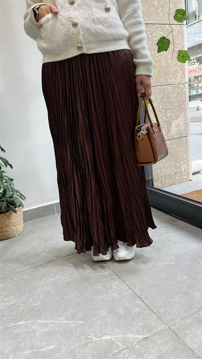 Yusuf Özdemir Desenli Etek Kahve