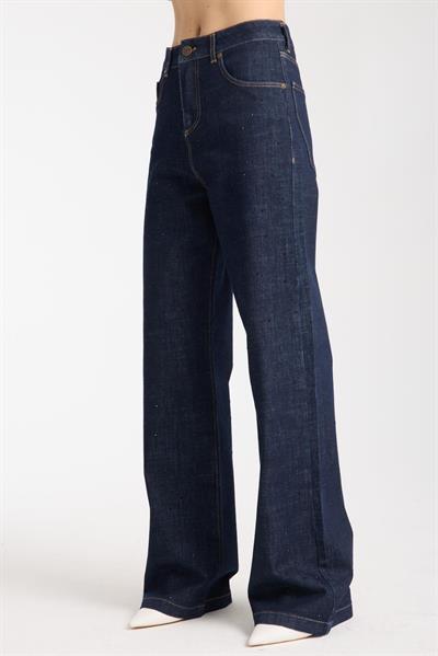 La Carte 8000 Kadın Bol Paça Dökme Taş Jean Mavi